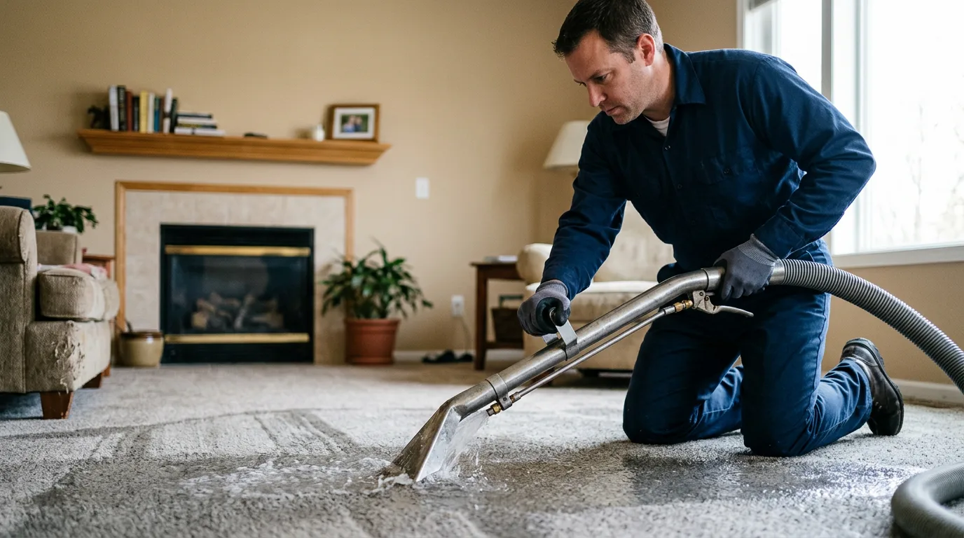 Water damage restoration technician working near Conception, MO